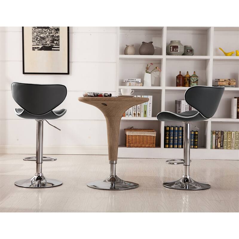 Upholstery Adjustable Swivel Barstool w/ Chrome Base (Set of 2)
