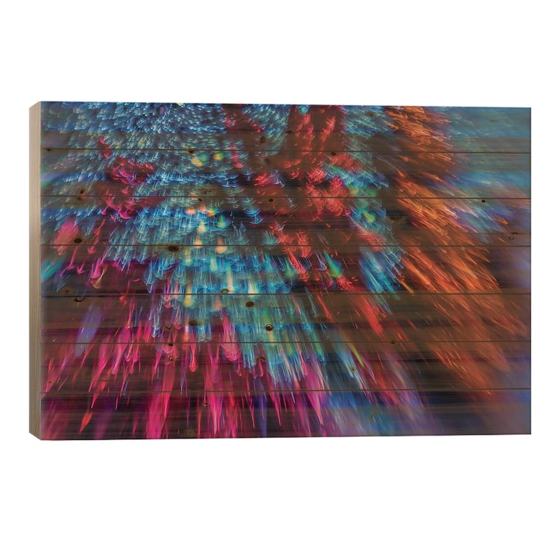 Stardust Refractions Print On Wood by Elena Kulikova - Multi-Color - 18x26x1.5