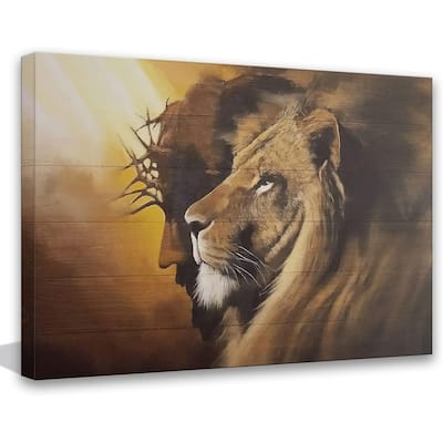 Jesus and Lion Canvas Wall Art Decor Picture