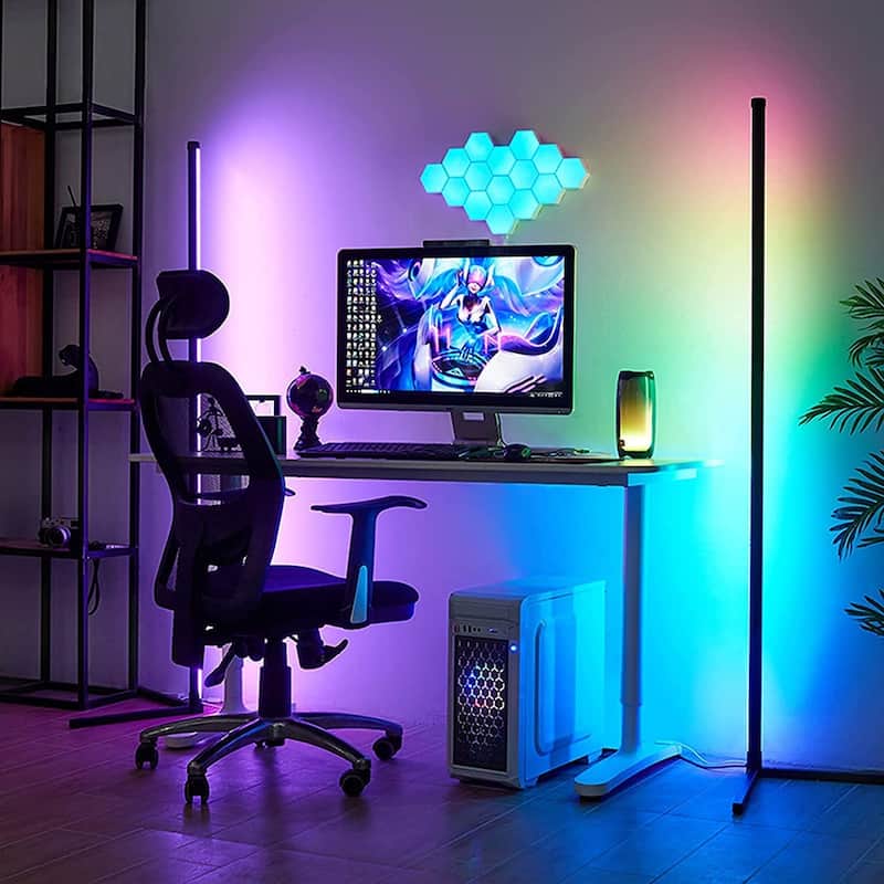 55" RGB Metal Corner Lamp Minimalist LED Floor Lamp