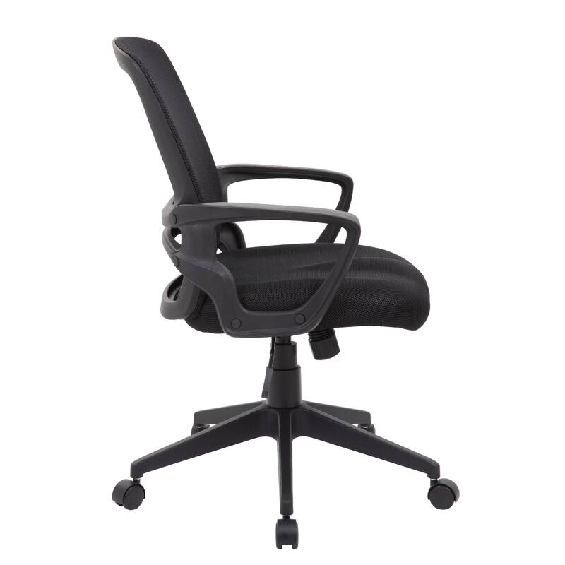 Rolling Task Chair, Black Mesh, Tilt Tension and Spring Tilt, Loop Arms
