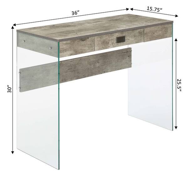 Drawer Glass 36 inch Desk Black - Bed Bath & Beyond - 35827806