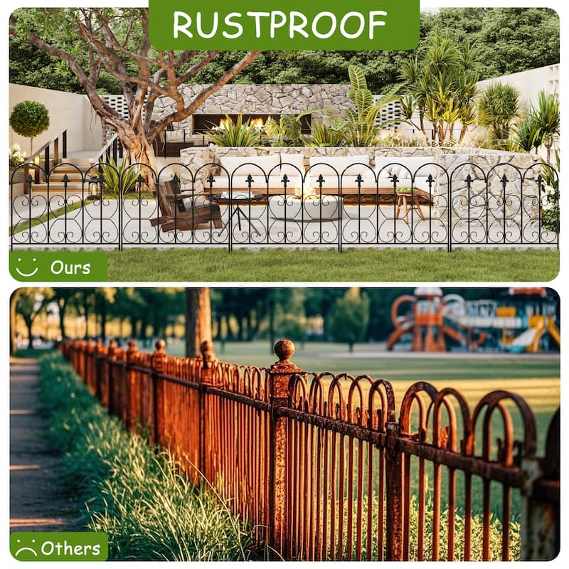 5/10-Pack Decorative Metal Garden Fence Panels Rustproof Outdoor Landscape Edging for Yard