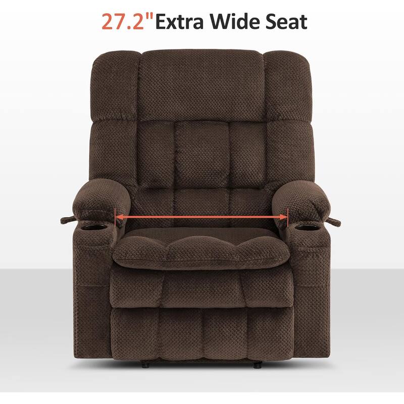 MCombo Dual Motor Power Lift Recliner Chair with Massage and Heat for Big People, Fabric R7891 (Large-Wide)