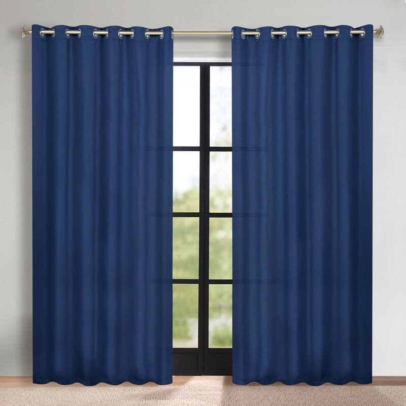 Superior Solid Machine Washable Room Darkening Grommet Blackout Curtains, Set of 2