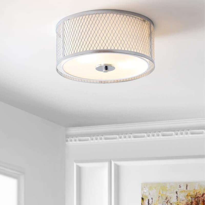 SAFAVIEH Lighting Belizanda Chrome Led Flush Mount - Chrome/White - 12Wx12Dx6H
