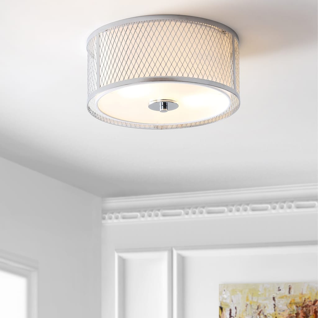 SAFAVIEH Lighting Belizanda Chrome Led Flush Mount - Chrome/White - 12Wx12Dx6H