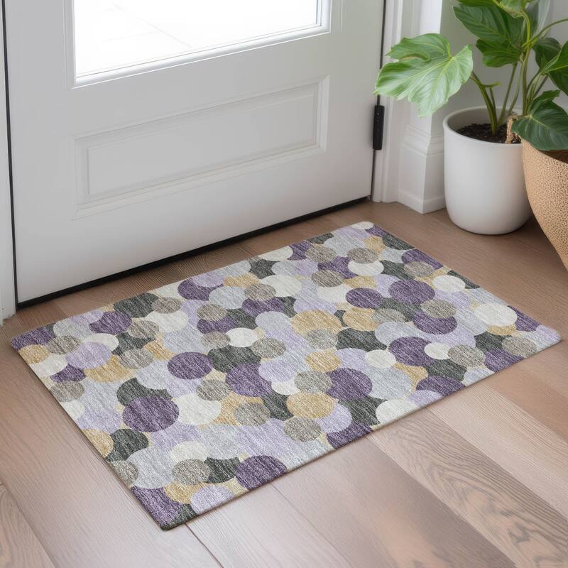 Machine Washable Indoor/ Outdoor Mucho Bubbles Chantille Rug
