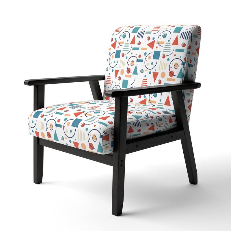 Designart "Multicolor Trendy Geometric " Upholstered Patterned Accent Chair and Arm Chair