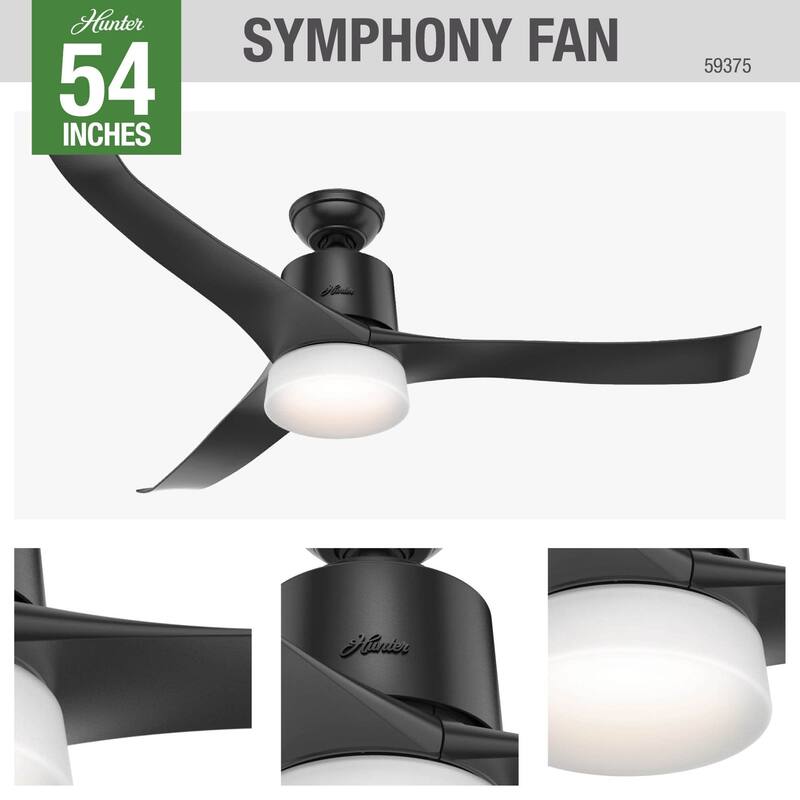 Hunter 54" WiFi Symphony Ceiling Fan with LED Light Kit and Handheld Remote, Smart Home Fan