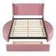 preview thumbnail 20 of 19, Queen Upholstered Platform Bed with 1 Drawer,2 Side Storage Stool