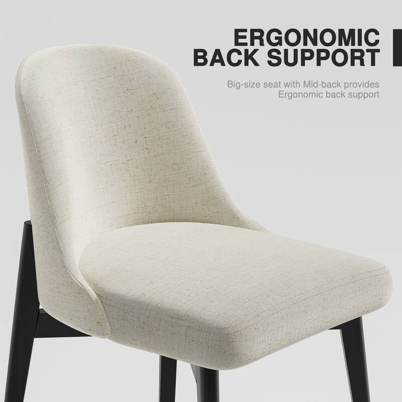 2Pcs Dining Chairs Modern Fabric Upholstered Kitchen Side Chairs with Natural Wood Legs Comfy Armless Side Chair