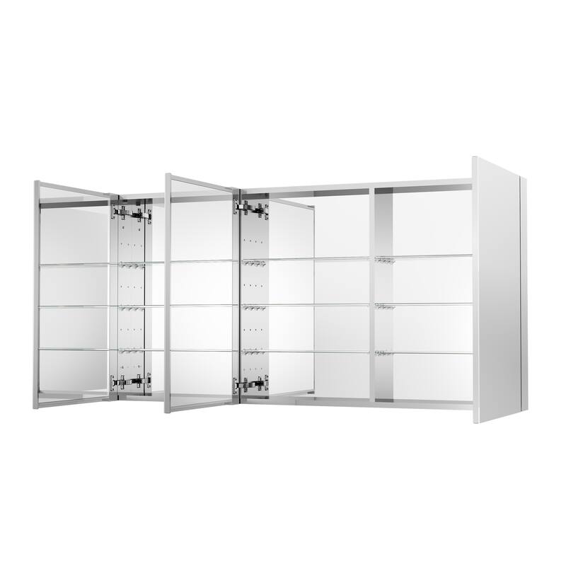 Recessed or Surface Wall Mount Bathroom Medicine Cabinet With Adjustable Glass Shelves