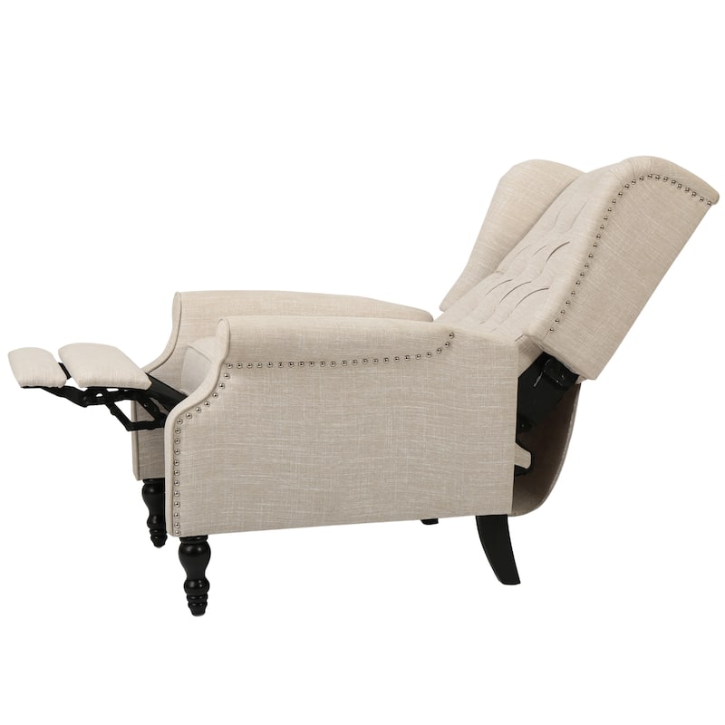 Walter Tufted Fabric Wingback Recliner Club Chair by Christopher Knight Home - Light beige