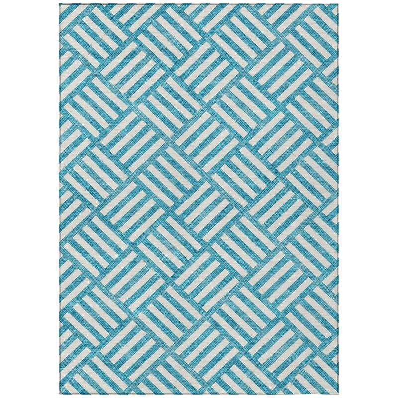 HomeRoots Geometric Transitional Rectangle Outdoor Rug