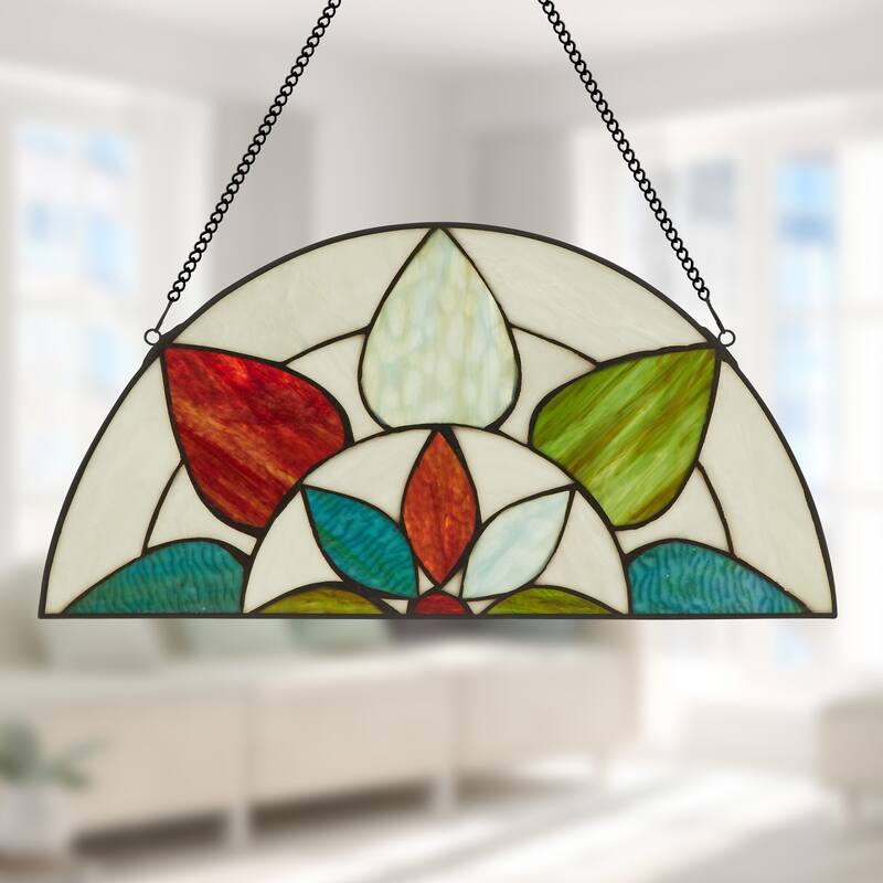 River of Goods 20-Inch Floral Arch Stained Glass Window Panel - 20" x 0.25" x 10"
