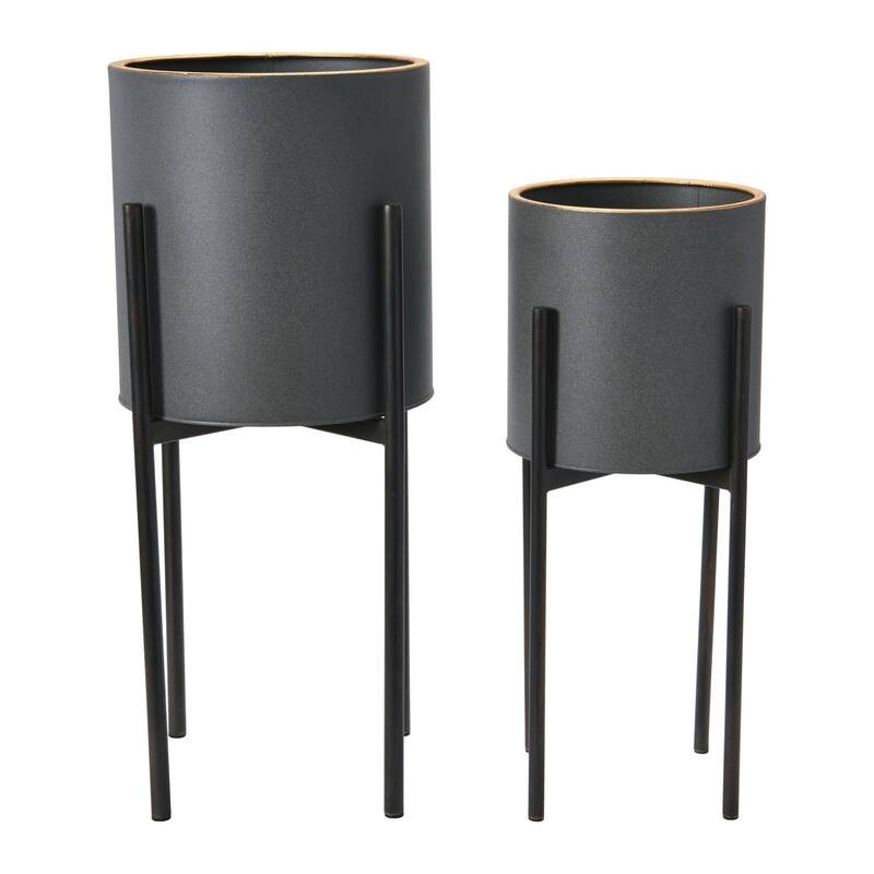 Embossed Metal Planters with Stand