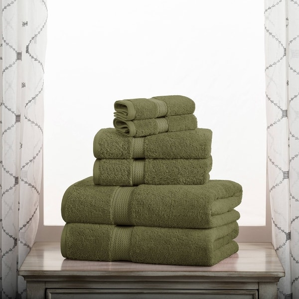 Superior Egyptian Cotton Pile Heavyweight 6-Piece Towel Set - 6-Piece Set - Forest Green