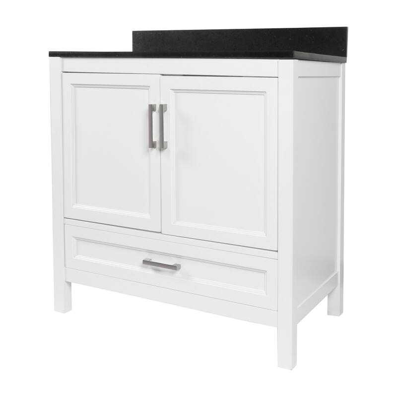 Nevado 37" Bathroom Vanity with Cultured Marble Vanity Top Sink in White with White Basin