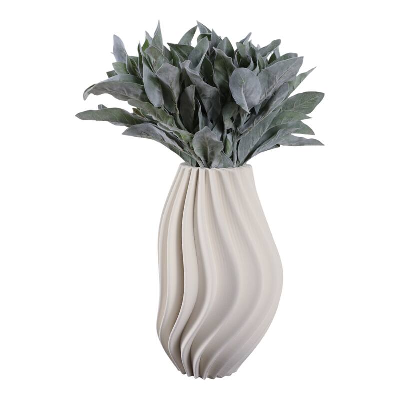 Porcelain Sculptural Fluted Vase Vertical Ribbed Design Modern Style