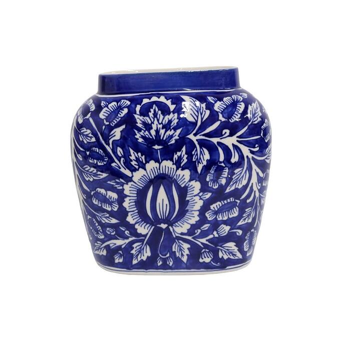 Home&Manor Ceramic Large Blue Vase