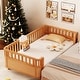 preview thumbnail 28 of 34, Full or Twin Size Wood Low Profile Kids Platform Bed Frame with Rails Natural - Twin