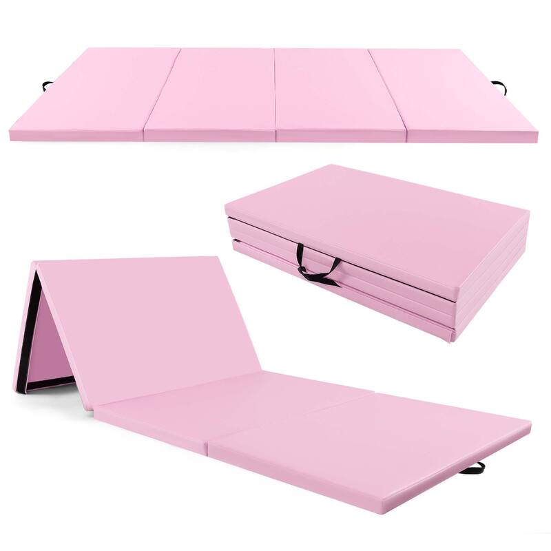 4-Panel Folding Exercise Mat with Carrying Handles for Gym Yoga