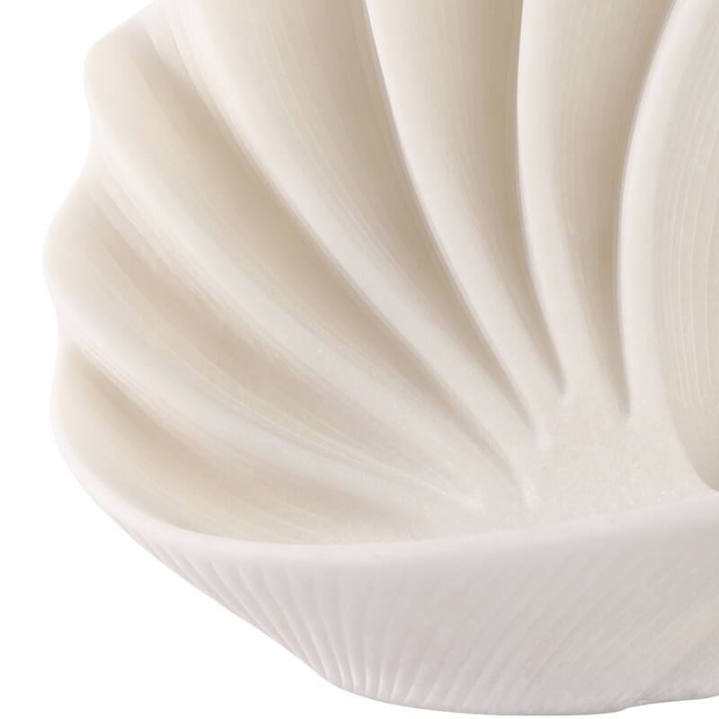 Resin Sculpture Modern Fan-Shaped Abstract Design - 16" White - 14" x 8" x 16"