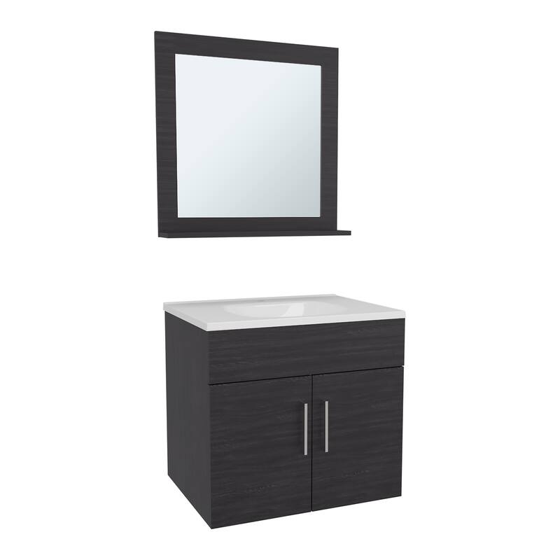 Blake Bathroom Mirror Cabinet with Two Interior Shelves, Wall-Mounted Storage Black