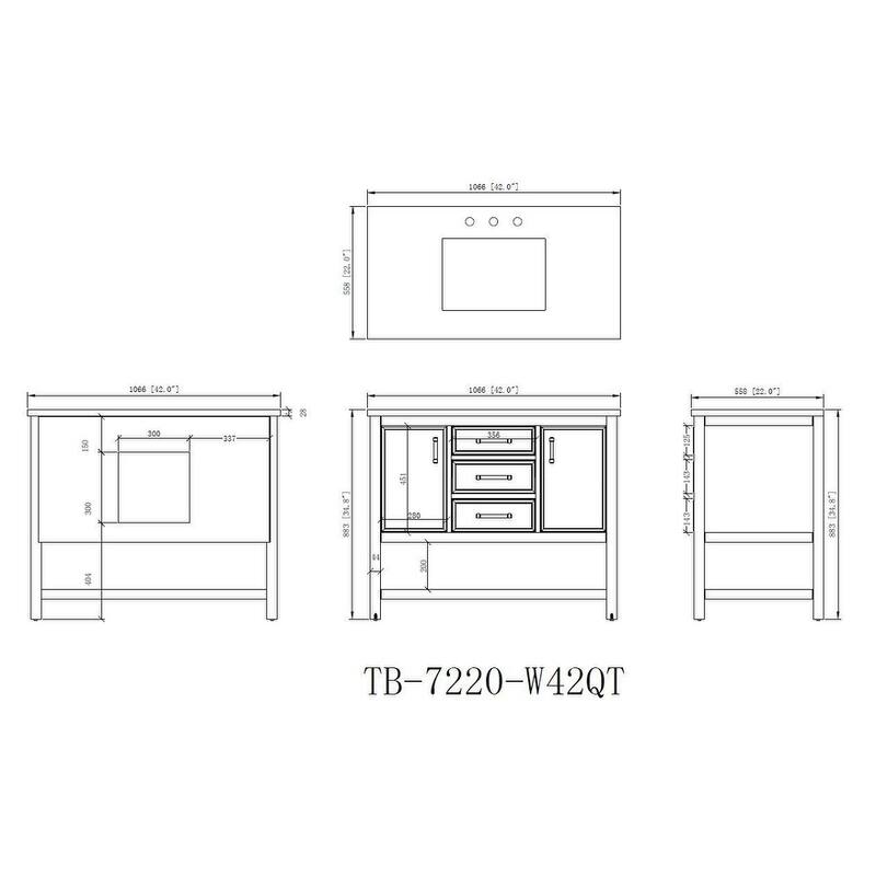 42" Tennant Brand Navy Blue Finish Single Sink Bathroom Vanity