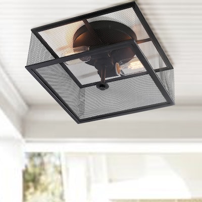 SAFAVIEH Lighting Hagan 2-light Black Flush Mount - 11.875" x 11.875" x 6.5"