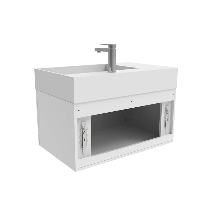 Amazon 30" Wall Mounted Bathroom Right Basin Vanity Set w/ White Top