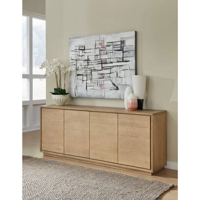 Seabourne Modern Coastal Four Door Sideboard in White Oak