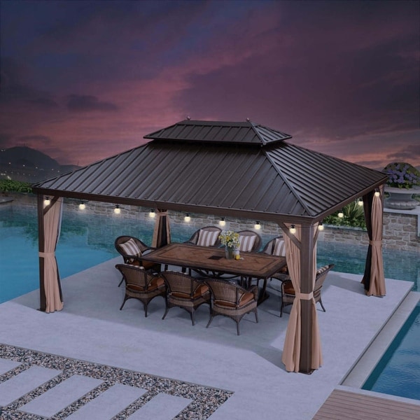 PURPLE LEAF Outdoor Gazebo Aluminum Frame Galvanized Steel