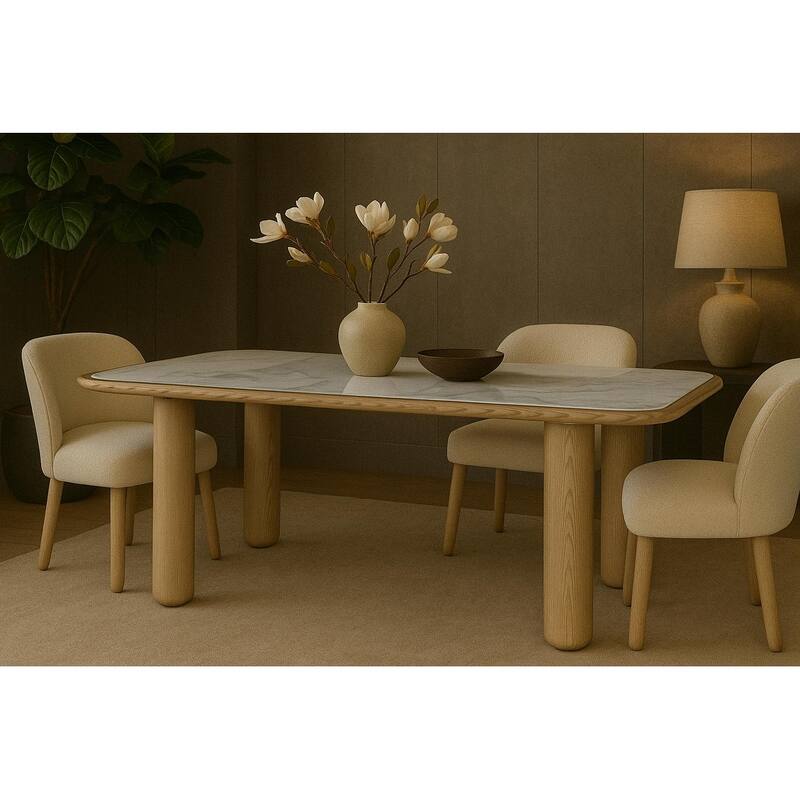 Kulindros Marble Top Dining Table - Nature