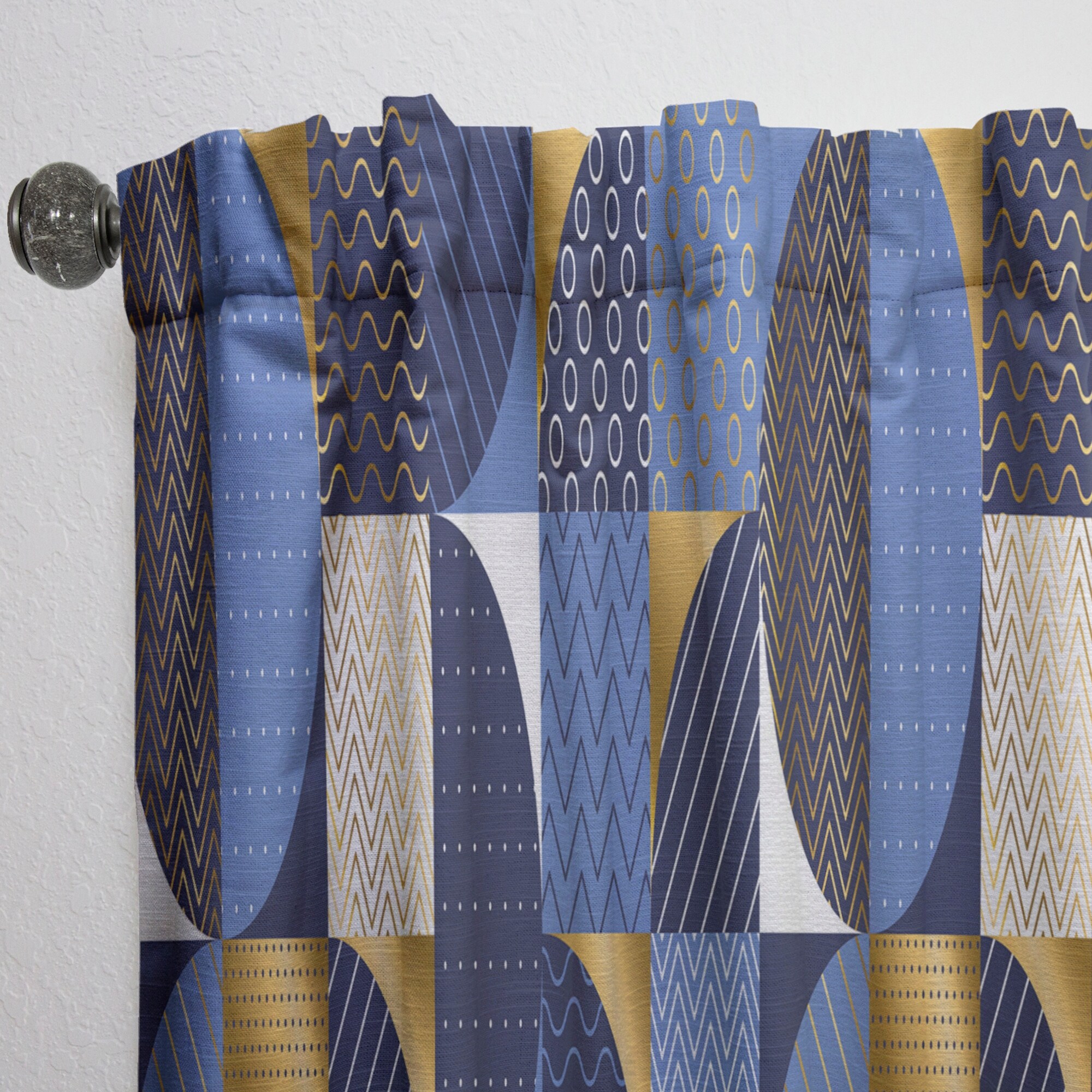 DesignQ Blackout Curtains 'Retro Art Deco Waves I' Curtains For Bedroom, Curtains For Living Room, Curtains & Drapes - Thermal Insulated -Single Panel -52x95
