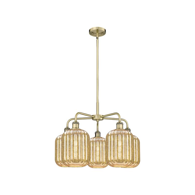 Innovations Lighting Endless Possibilities Ballston - Preston - 5 Light 25" Jar Shade Stem Hung Chandelier - Antique Brass/Mercury