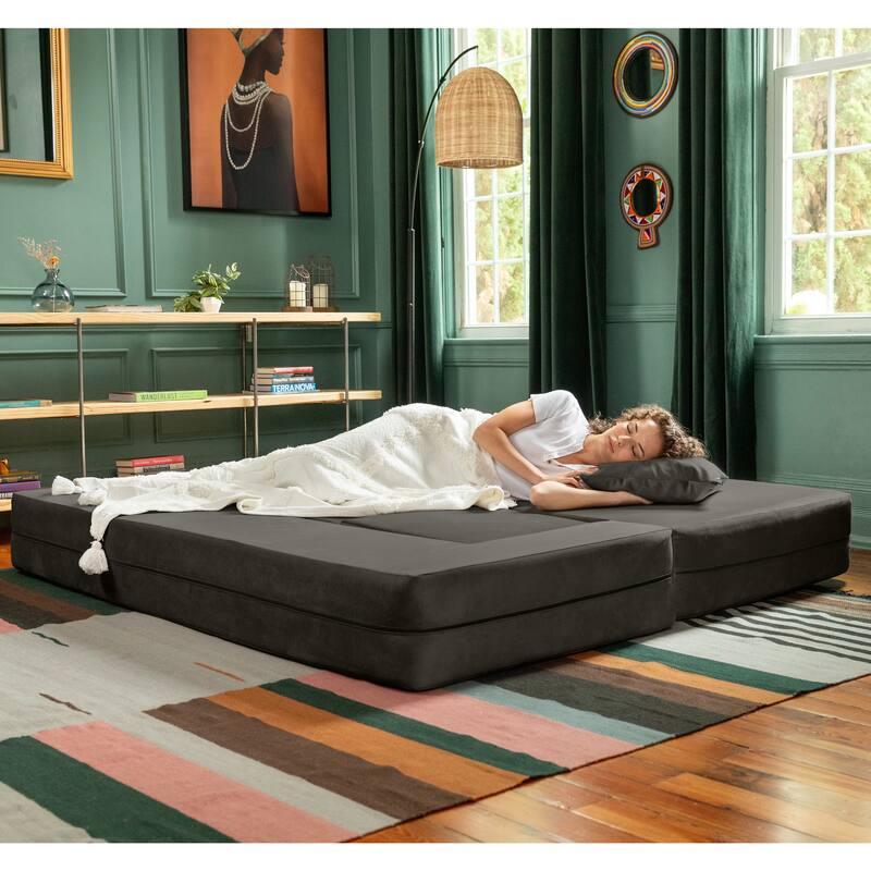 Porch & Den California King Convertible Sleeper Sofa and Ottomans