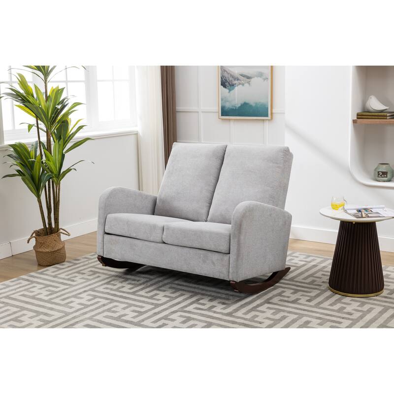 Rocking Chair Upholstered Mid Century Modern Rocker Oversized Wingback Armchair for Living Room