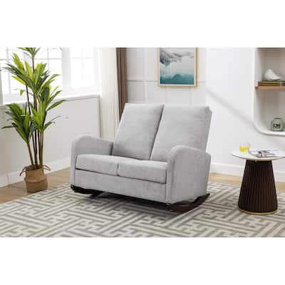 Rocking Chair Upholstered Mid Century Modern Rocker Oversized Wingback Armchair for Living Room