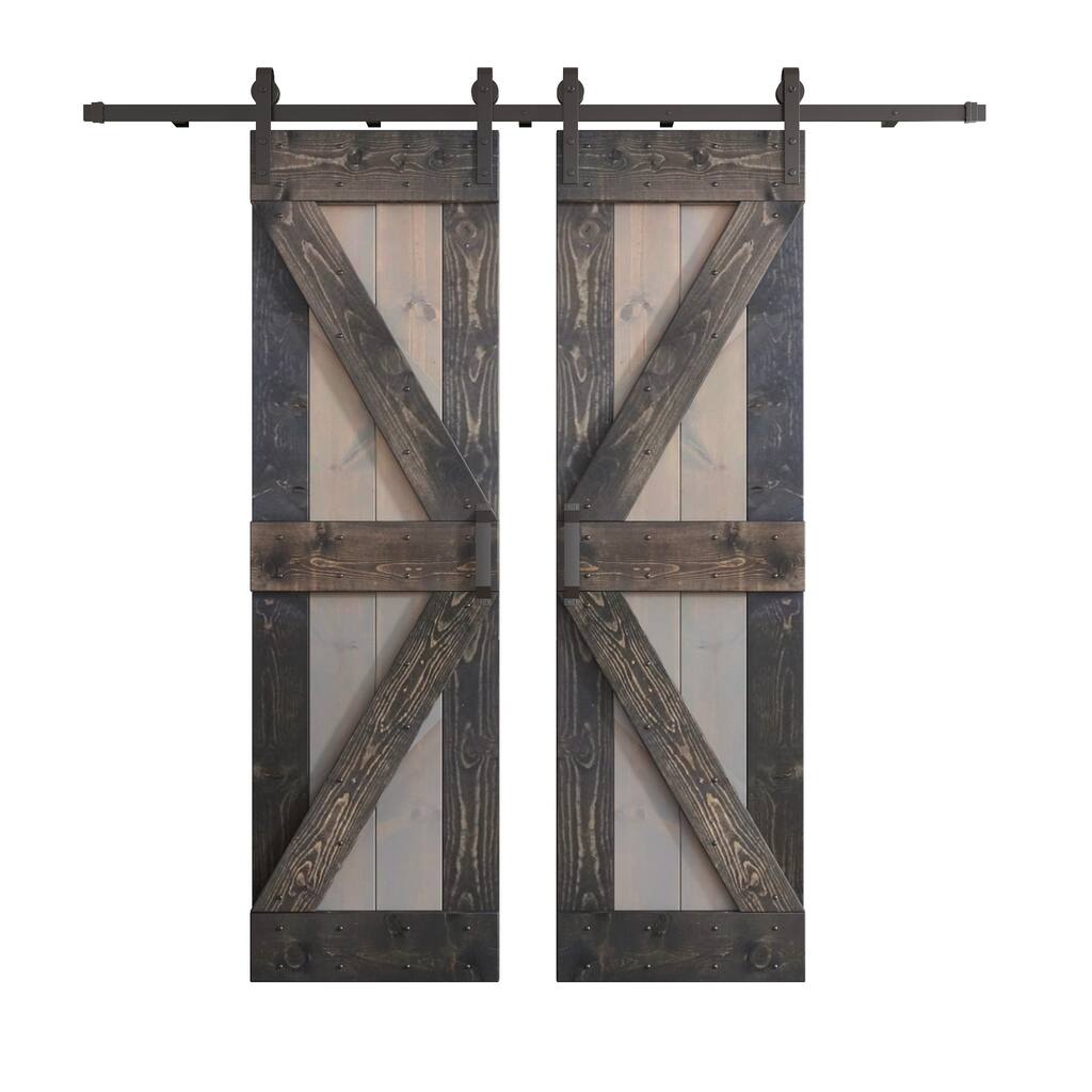 Coast Sequoia 60in x 84in K Series Pine Wood Double Sliding Barn Door With Hardware Kit
