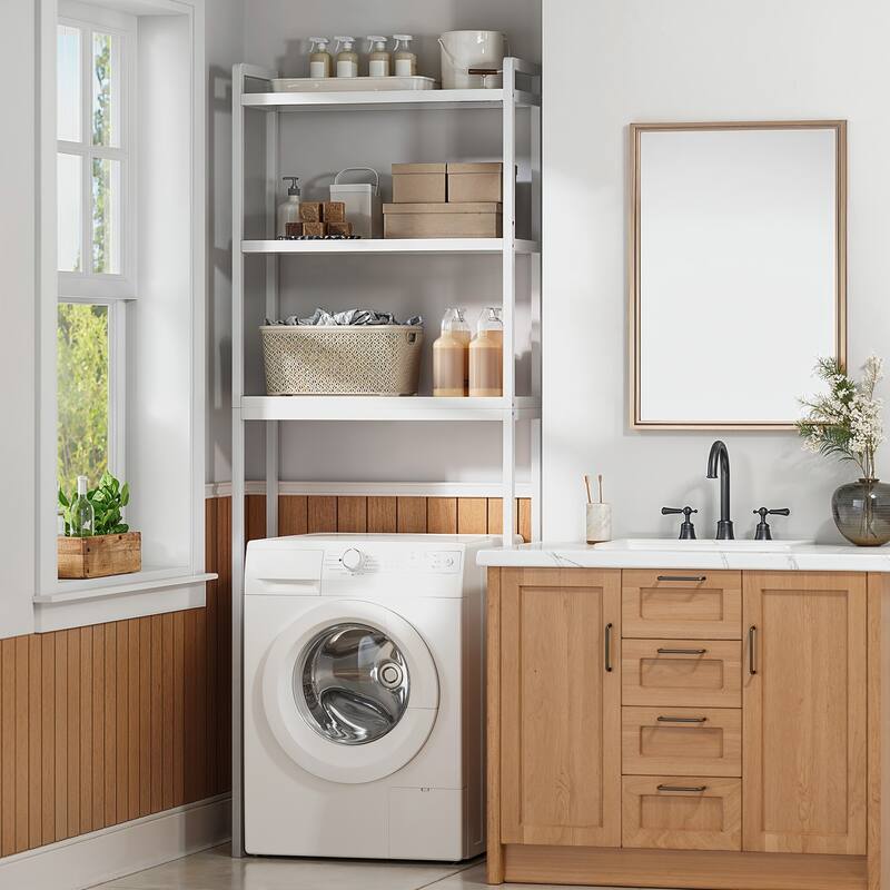 Over The Toilet Storage, 3-Tier Bamboo Bathroom Organizer with Adjustable Shelf