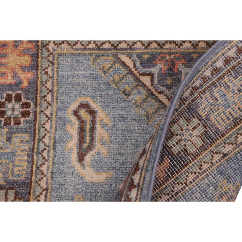Tribal Kazak Allan Light Blue/Gray Wool Rug - 2'0'' x 3'0''