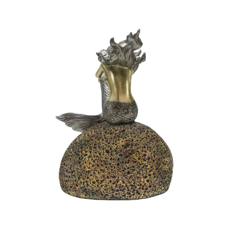 Allan Andrews Silver Mermaid on Rock Decorative Statue