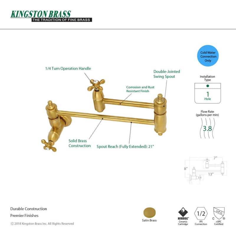 Kingston Brass Restoration Wall Mount Pot Filler Kitchen Faucet