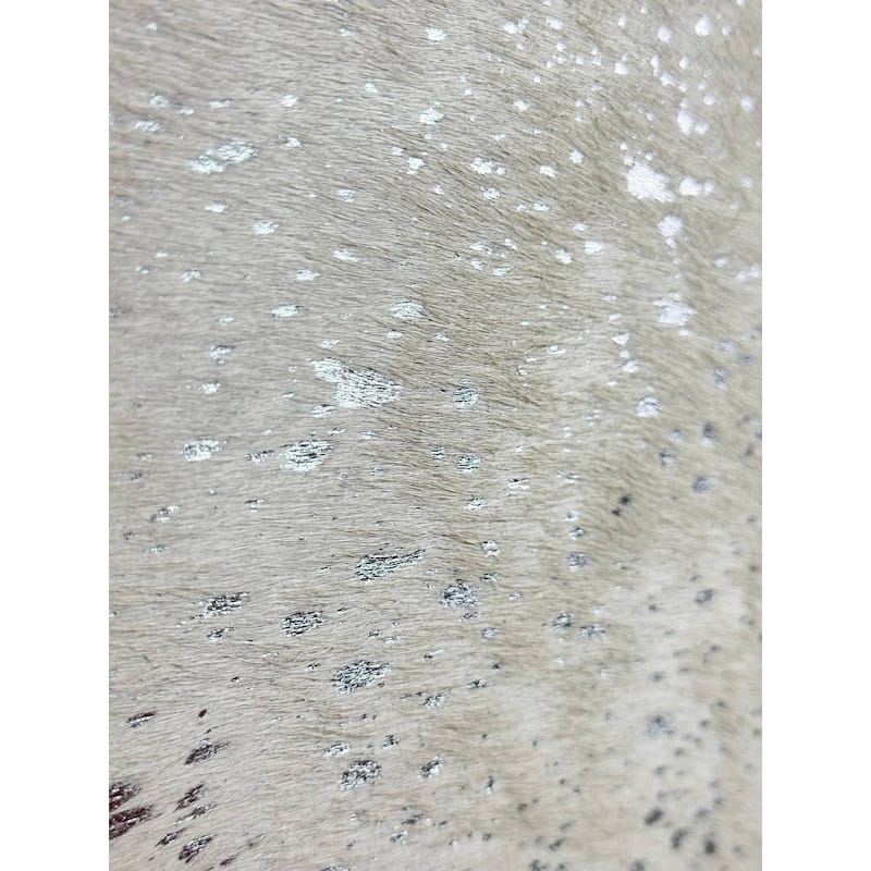 Pasargad Natural Cowhide Ottoman silver 19'' - 1' x 1'