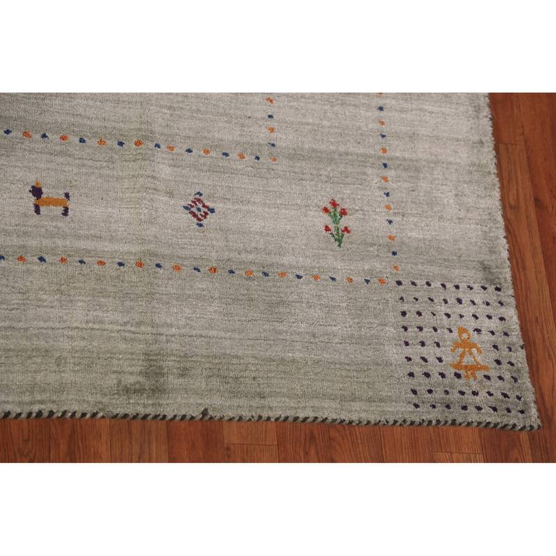 Gabbeh Oriental Area Rug Hand-Knotted Living Room Wool Carpet - 8'0" x 9'5"
