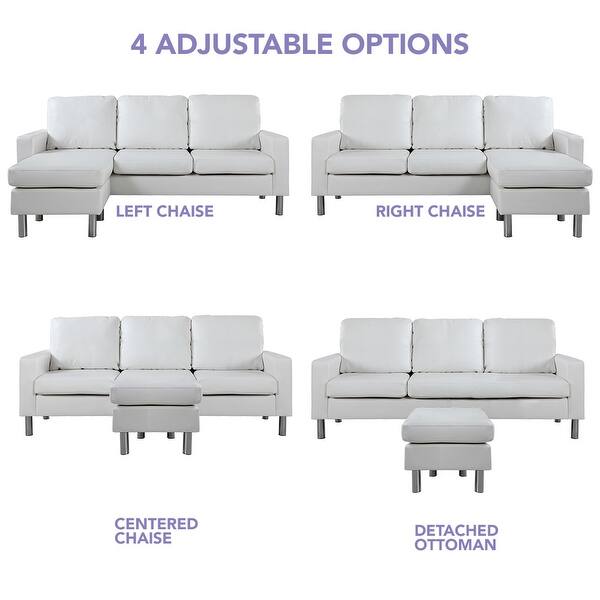 Shop Modern Small Bonded Leather Sectional Sofa Overstock 21950411