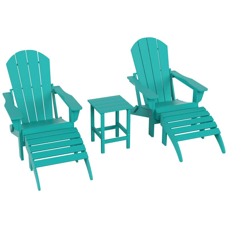Polytrends Laguna Hdpe All Weather Outdoor Patio Foldable Adirondack Chairs Conversation Set (5-Piece Set)