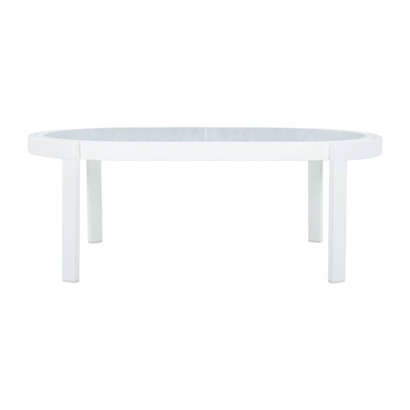 Christopher Knight Home - Aurelia Modern Aluminum Outdoor Oval Coffee Table with Tempered Glass Top